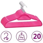 vidaXL 20 Stk. Kleiderb&uuml;gel-Set Anti-Rutsch Rosa Samt
