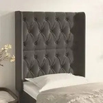 vidaXL Kopfteil mit Ohren Dunkelgrau 83x16x118/128 cm Samt