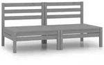 vidaXL Garten-Mittelsofas 2 Stk. Grau Kiefer Massivholz