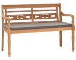 vidaXL Batavia-Bank mit Dunkelgrauem Kissen 120 cm Teak Massivholz