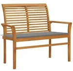 vidaXL Gartenbank mit Grauer Auflage 112 cm Massivholz Teak