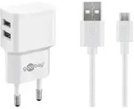Goobay 44985 Micro-USB Dual-Ladeset (12 W), Wei&szlig;, 1 m - Netzteil mit 2x