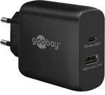 GOOBAY USB-Lader 65411, 45 W, 2-fach, 1xC PD, 1xA GaN, schwarz