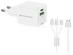 Conceptronic 2-Port 33W GaN USB-PD-Ladeger&auml;t mit 3-in-1-Ladekabel, USB-C x 1, USB-A