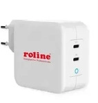 ROLINE USB Charger mit Euro-Stecker, 2 Port Typ-C (PD), GaN, 100W Spannungswandler