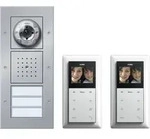 GIRA Video-T&uuml;rsprechanlage Kabelgebunden Komplett-Set 2 Familienhaus Aluminium