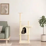 vidaXL Kratzbaum mit Sisal-Kratzs&auml;ulen Creme 132 cm