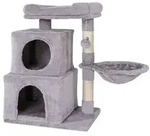 lionto Katzen Kratzbaum, 70 cm mit 2 H&ouml;hlen, Liegemulde, Liegebett & Spielball,