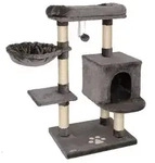 lionto Kratzbaum 93 cm mit H&ouml;hle, Liegemulde, Spielball & Sisalst&auml;mmen, kompakter