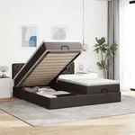 vidaXL Ottoman-Bett mit Matratzen Dunkelbraun 180x200 cm Stoff