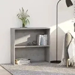 vidaXL B&uuml;cherregal 2 F&auml;cher Betongrau 80x30x76,5 cm Holzwerkstoff