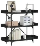 vidaXL B&uuml;cherregal 3 B&ouml;den Schwarz 100x33x108,5 cm Holzwerkstoff