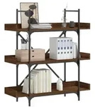 vidaXL B&uuml;cherregal 3 B&ouml;den Braun Eichen-Optik 100x33x108,5 cm