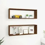 vidaXL Wandregale 2 Stk. Braun Eichen-Optik 80x15x26,5cm Holzwerkstoff