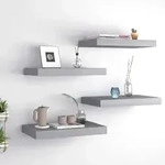 vidaXL Schwebende Wandregale 4 Stk. Grau 40x23x3,8cm MDF