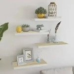 vidaXL Schweberegale 4 Stk. Eichen-Optik und Wei&szlig; 60x23,5x3,8 cm MDF