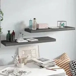 vidaXL Schweberegale 2 Stk. Hochglanz-Grau 80x23,5x3,8 cm MDF
