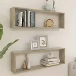 vidaXL W&uuml;rfelregale 2 Stk. Sonoma-Eiche 100x15x30 cm Holzwerkstoff