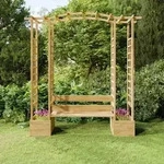 vidaXL Garten-Pergola mit Bank Pflanzk&uuml;beln Kiefernholz Impr&auml;gniert