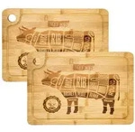 2x Massives Schneidebrett mit Saftrille 33x23 - 2cm Bambus Holzbrett - Ruschfest