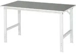 Arbeitstisch B1500xT800xH760-1080mm Arbeitsplatte Linoleum Gestell lichtgrau RAU