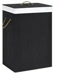 vidaXL Bambus-W&auml;schekorb mit 2 F&auml;chern Schwarz 72 L