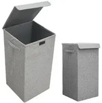 50L XXL W&auml;schekorb mit Deckel Grau - 30x30x60 W&auml;schesammler - W&auml;schebox...