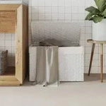 vidaXL W&auml;schekorb mit Deckel Wei&szlig; 55,5x35x34 cm Poly Rattan