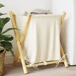 vidaXL W&auml;schekorb Cremewei&szlig; 45x55x63,5 cm Bambus