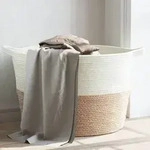 vidaXL W&auml;schekorb Braun und Wei&szlig; &Oslash;60x36 cm Baumwolle