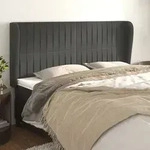 vidaXL Kopfteil mit Ohren Dunkelgrau 163x23x118/128 cm Samt