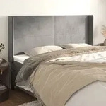 vidaXL Kopfteil mit Ohren Hellgrau 203x16x118/128 cm Samt