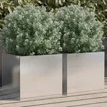 vidaXL Pflanzk&uuml;bel 2 Stk. Silbern 32x30x29 cm Edelstahl