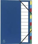 Exacompta 6x Ordnungsmappe Deckel 3mm Gummizug 12 F&auml;cher A4 Blau 55342E