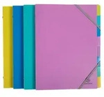 Exacompta 8x F&auml;chermappe A4 PP Gummizug 3 Klappen 8 F&auml;chern sortiert 56190E