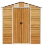 vidaXL Ger&auml;tehaus Hellbraun 191x300x198 cm Verzinkter Stahl