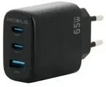 Mobilis - Netzteil - GaN - 65 Watt - PD, Quick Charge - 3 Ausgabeanschlussstellen (2