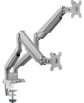 InLine&reg; Tischhalterung mit Lifter & USB/Audio, 2 Monitore bis 81cm (32),silber