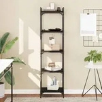 vidaXL B&uuml;cherregal 5 B&ouml;den Schwarz 40x30x154 cm Holzwerkstoff