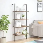 vidaXL Leiterregal mit 4 B&ouml;den Dunkelbraun und Schwarz 64x35x152,5 cm
