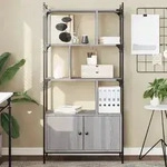 vidaXL B&uuml;cherregal mit T&uuml;ren Grau Sonoma 76,5x30x154,5cm Holzwerkstoff