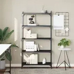 vidaXL B&uuml;cherregal 5 B&ouml;den Schwarz 80x30x154 cm Holzwerkstoff