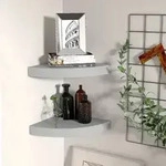 vidaXL Eck-Schweberegale 2 Stk. Grau 25x25x3,8 cm MDF