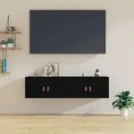 vidaXL Wandschr&auml;nke 2 Stk. Schwarz 60x30x30 cm Massivholz Kiefer