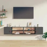 vidaXL Wandschr&auml;nke 2 Stk. Grau 80x30x30 cm Massivholz Kiefer