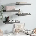 vidaXL Schweberegale 4 Stk. Hochglanz-Grau 40x23x3,8 cm MDF