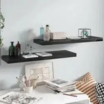 vidaXL Schweberegale 2 Stk. Hochglanz-Schwarz 80x23,5x3,8 cm MDF