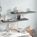 vidaXL Schweberegale 2 Stk. Hochglanz-Grau 90x23,5x3,8 cm MDF
