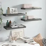 vidaXL Schweberegale 4 Stk. Hochglanz-Grau 50x23x3,8 cm MDF