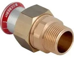 Geberit GE Mapress C-Stahl, &Uuml;bergangsverschraubung, flachdichtend, d15mm x R1/2,